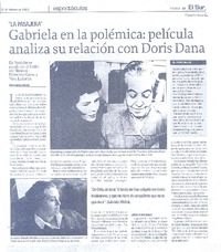 Gabriela en la polémica, película analiza su relación con Doris Dana  [artículo] Claudia Farías.