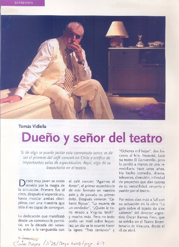 Dueño y señor del teatro (entrevista)  [artículo].