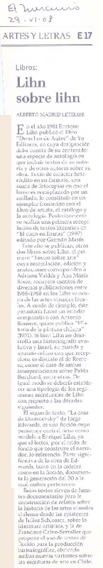 Lihn sobre Lihn  [artículo] Alberto Madrid Letelier.