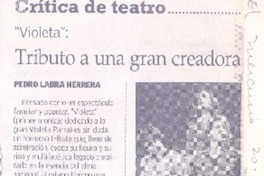 TRibuto a una gran creadora  [artículo] Pedro Labra Herrera.