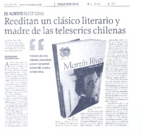 Reeditan un clásico literario y madre de las teleseries chilenas  [artículo] Tito Matamala.