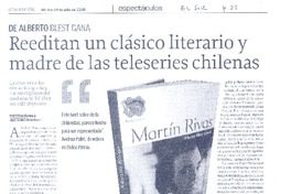 Reeditan un clásico literario y madre de las teleseries chilenas  [artículo] Tito Matamala.