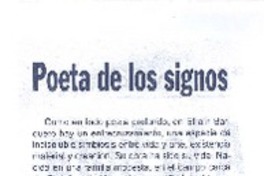 Poeta de los signos  [artículo] Hernán Soto.