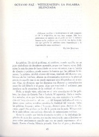 Octavio Paz - Wittgenstein: la palabra silenciada  [artículo] Javier García Sánchez.