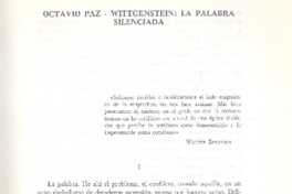 Octavio Paz - Wittgenstein: la palabra silenciada  [artículo] Javier García Sánchez.