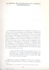 La poética de Octavio Paz: una estética contemporánea  [artículo] Gustavo V. Segade.