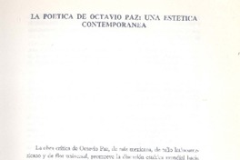 La poética de Octavio Paz: una estética contemporánea  [artículo] Gustavo V. Segade.