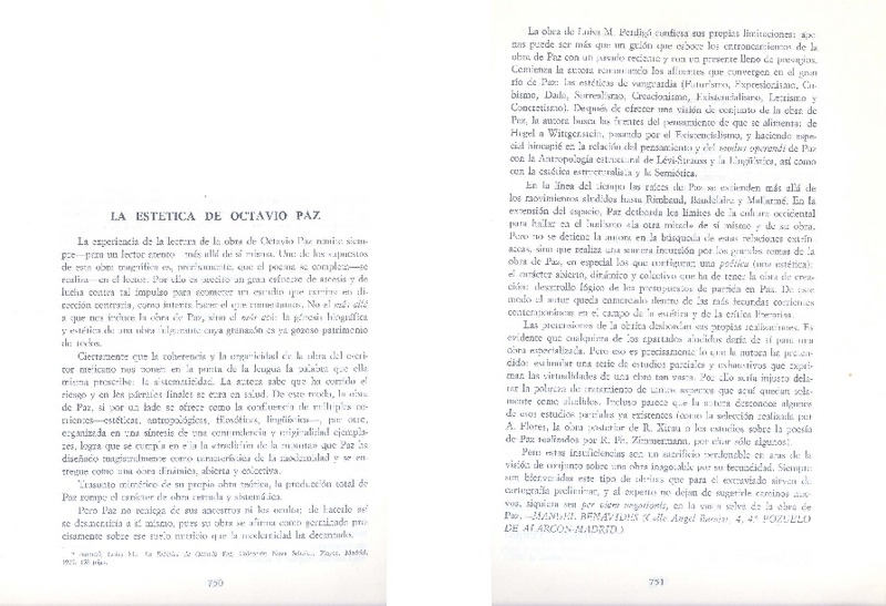La estética de Octavio Paz  [artículo] Manuel Benavides.