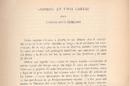 Azorín en unas cartas  [artículo] Carlos Seco Serrano.