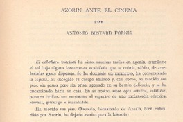 Azorín ante el cinema  [artículo] Antonio Bestard Fornis.