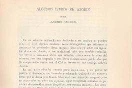 Algunos libros de Azorín  [artículo] Andrés Amorós.