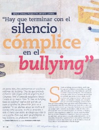 "Hay que terminar con el silencio cómplice en el bullying" (entrevista)  [artículo] Ximena Urrejola B.