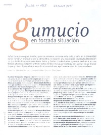Gumucio en forzada situación (entrevista)  [artículo] Sofía Aldea.