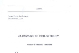 El desierto de Carlos Franz  [artículo] Arturo Fontaine Talavera.