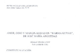 Amor, odio y marginalidad en "Warma kuyay"  [artículo] Manuel Alcides Jofré.