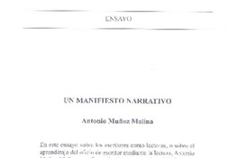 Un manifiesto narrativo  [artículo] Antonio Muñoz Molina.