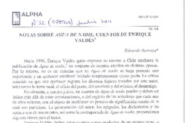Notas sobre Agua de nadie, cuentos de Enrique Valdés  [artículo] Eduardo Barraza.