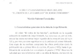 Elite y clases medias en el relato "El orden de las familias" de Jorge Edwards  [artículo] Nicolás Salerno Fernández.