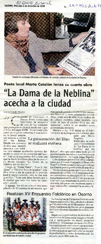"La dama de la neblina" acecha en la ciudad  [artículo] Gerson Candia Morales.