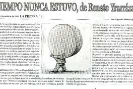 El tiempo nunca estuvo, de Renato Yrarrázabal  [artículo] Edgardo Alarcón Romero.