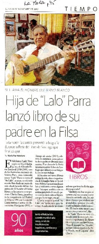 Hija de "Lalo" Parra lanzó libro de su padre en la Filsa  [artículo] María Paz Mateluna.