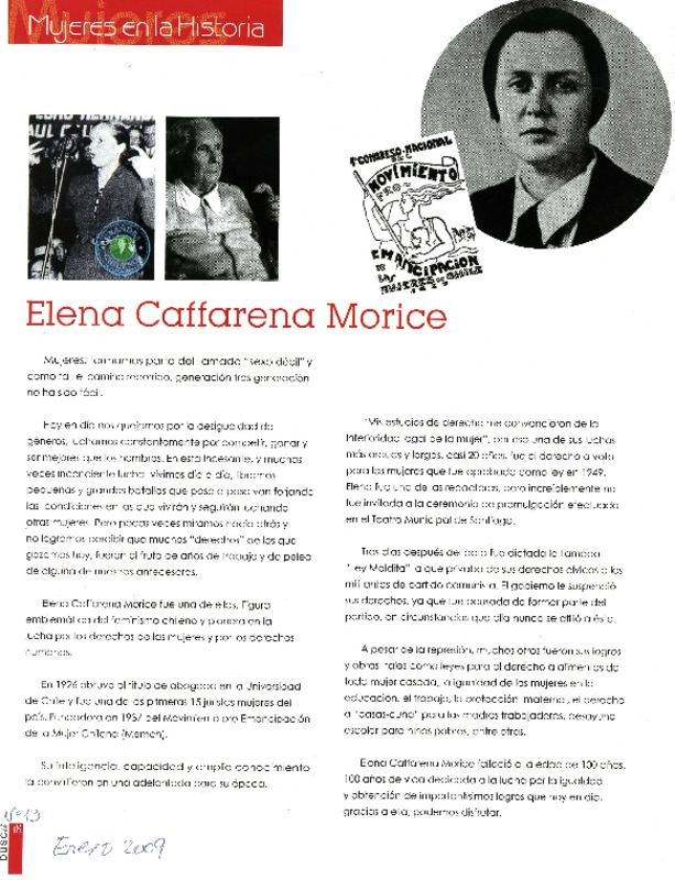 Elena Caffarena Morice.  [artículo]