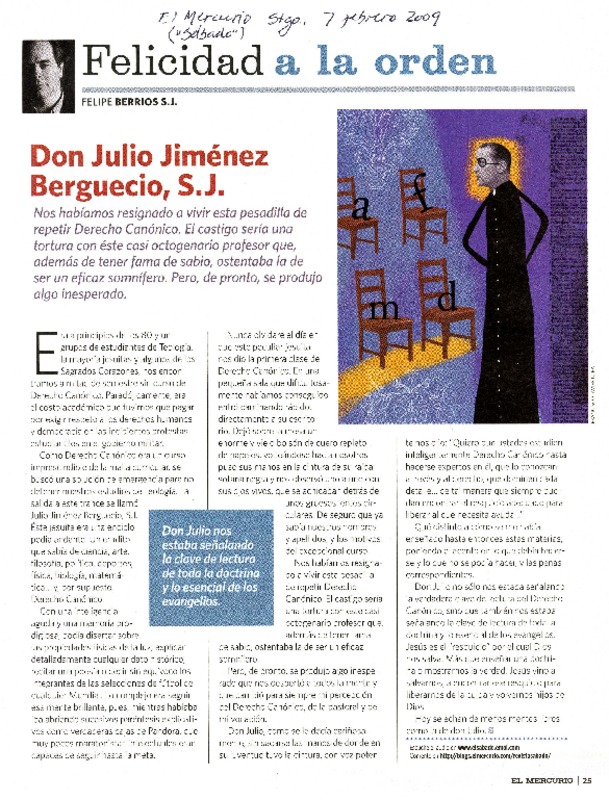 Don Julio Jiménez Berguecio, S.J.  [artículo] Felipe Berrios S.J.