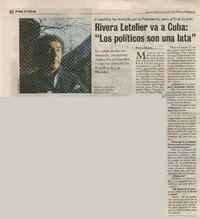Rivera Letelier va a Cuba: "los políticos son una lata" [entrevista]  [artículo] Mónica Nanjari.