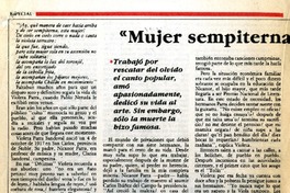 "Mujer sempiterna, violeta terrestre"  [artículo] Alejandra Miranda.