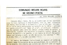 Edmundo Moure Rojas, mi vecino poeta  [artículo] Raúl Mellado Castro.