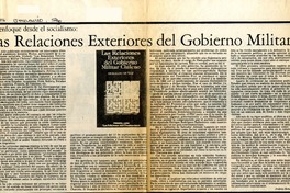 Las Relaciones exteriores del Gobierno Militar  [artículo] Andrés Benavente Urbina.