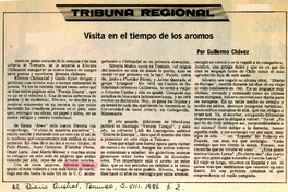 Visita en el tiempo de los aromos  [artículo] Guillermo Raúl Chávez.