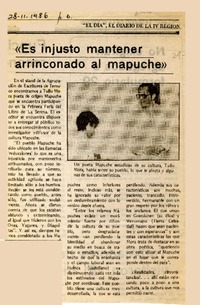 "Es injusto mantener arrinconado al mapuche"  [artículo].