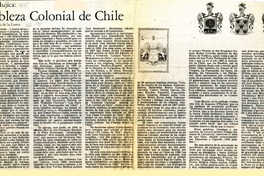 Nobleza colonial de Chile  [artículo] Fernando de la Lastra.