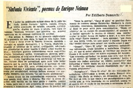 "Sinfonía viviente", poemas de Enrique Neiman  [artículo] Edilberto Domarchi.
