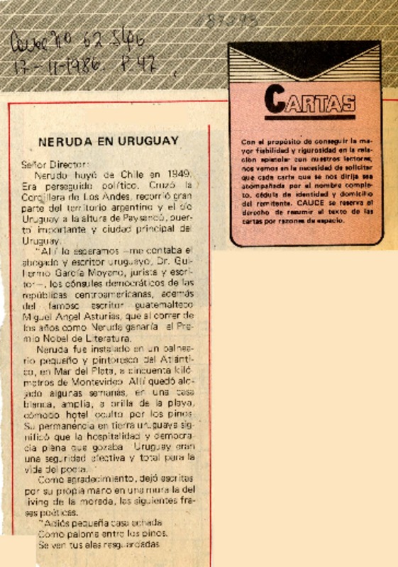 Neruda en Uruguay  [artículo].