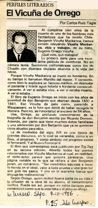El Vicuña de Orrego  [artículo] Carlos Ruiz-Tagle.