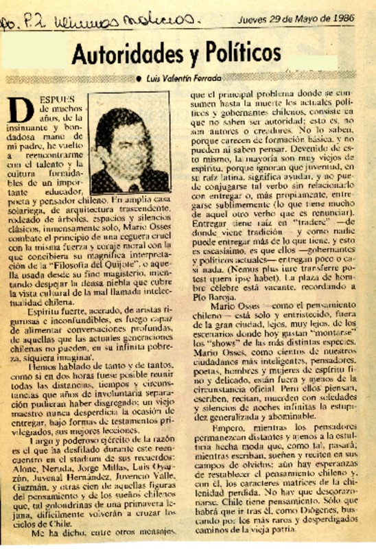 Autoridades y políticos  [artículo] Luis Valentín Ferrada.