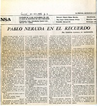 Pablo Neruda en el recuerdo  [artículo] Catalina Carrasco de Bustamante.