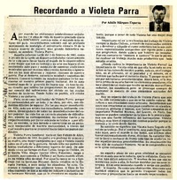Recordando a Violeta Parra  [artículo] Adolfo Márquez Esparza.