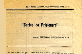 "Cartas de prisionero"  [artículo] Reinaldo Sandoval Durán.