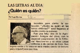 Quién es quién?  [artículo] Hugo Montes.