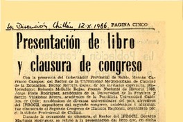 Presentación de libro y clausura de congreso  [artículo].