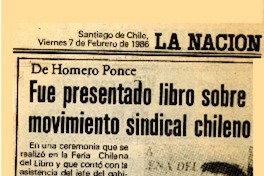 Fue presentado libro sobre movimiento sindical chileno  [artículo].
