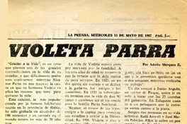 Violeta Parra  [artículo] Adolfo Márquez E.