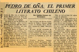 Pedro de Oña, el primer literato chileno  [artículo] Catalina Carrasco de Bustamante.