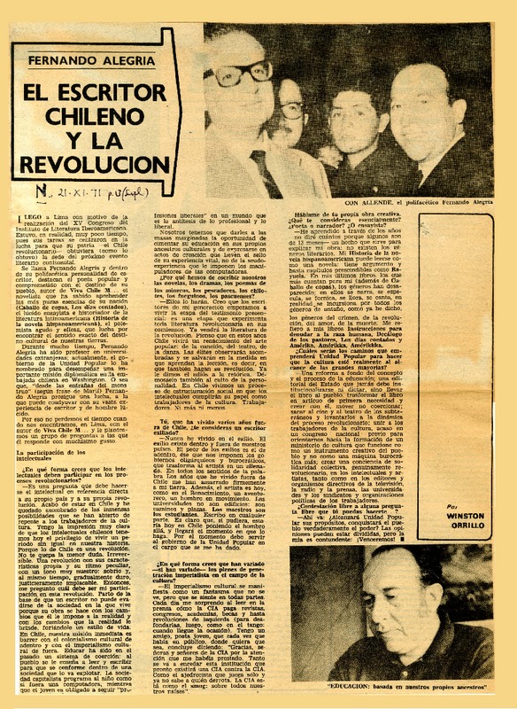El escritor chileno y la revolución  [artículo] Winston Orillo.
