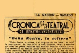 "Doña Rosita la soltera".  [artículo] Renato Valenzuela