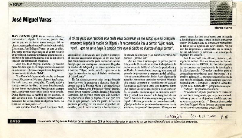 José Miguel Varas  [artículo]Martín Huerta.
