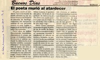 El poeta murió al atardecer  [artículo] por Carlos Ruiz Zaldívar.